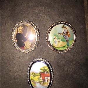 3 Vintage “Picture” Brooches